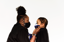 Load image into Gallery viewer, Blue &amp; Black African Print Face Masks
