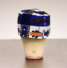 Load image into Gallery viewer, Black &amp; Blue African Print Kufi Chef Hat
