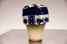 Load image into Gallery viewer, Black &amp; Blue African Print Kufi Chef Hat
